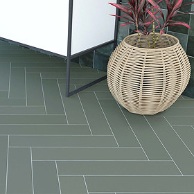 Lyndon Dark Green Chevron Effect Wall and Floor Tiles