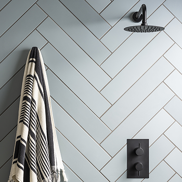 Lyndon Light Green Chevron Effect Wall and Floor Tiles - 99 x 492mm