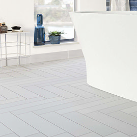 Lyndon Light Grey Chevron Effect Wall and Floor Tiles - 99 x 492mm