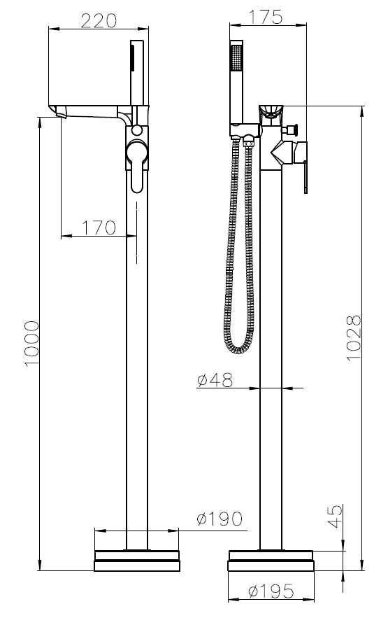 Madrid Floor Mounted Freestanding Bath Shower Mixer