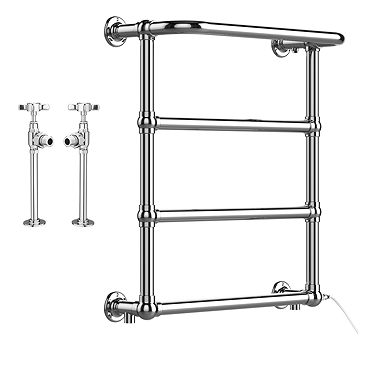 Maine 642 x 720mm Traditional Towel Rail (incl. Valves + Electric Heating Kit)