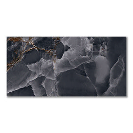 Malavita Large Format Polished Black Onyx Marble Effect Wall and Floor Tiles - 600 x 1200mm