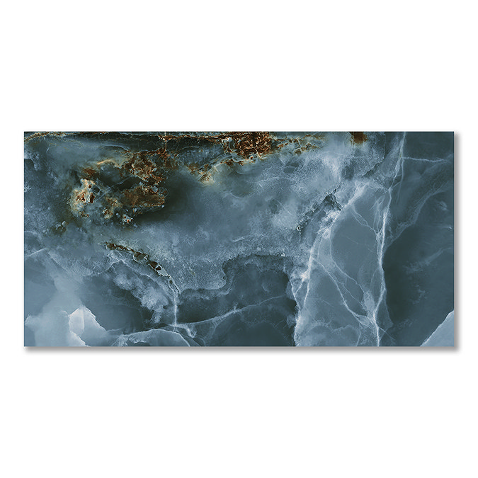 Malavita Large Format Polished Blue Onyx Marble Effect Wall and Floor Tiles - 600 x 1200mm