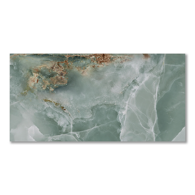 Malavita Large Format Polished Green Onyx Marble Effect Wall and Floor Tiles - 600 x 1200mm