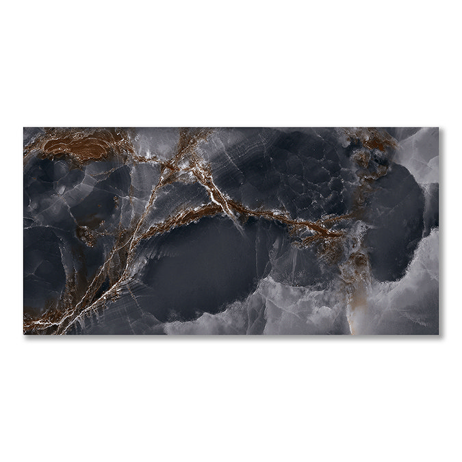 Malavita Polished Black Onyx Marble Effect Wall and Floor Tiles - 300 x 600mm