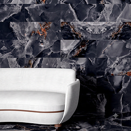 Malavita Polished Black Onyx Marble Effect Wall and Floor Tiles - 300 x 600mm