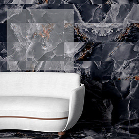 Malavita Polished Black Onyx Marble Effect Wall and Floor Tiles - 300 x 600mm