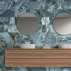 Malavita Polished Blue Onyx Marble Effect Wall and Floor Tiles - 300 x 600mm