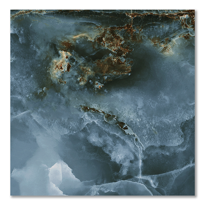 Malavita Polished Blue Onyx Marble Effect Wall and Floor Tiles - 600 x 600mm
