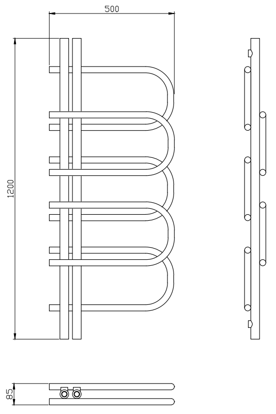 Malmo Designer Wall-Mounted Radiator 1200 x 500mm White