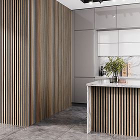 Malmo Oak & Black Waterproof Slatted Wood Effect Wall Panels 2400 x 170mm (Pack of 3)