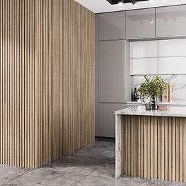 Malmo Oak Waterproof Slatted Wood Effect Wall Panels 2400 x 170mm (Pack of 3)