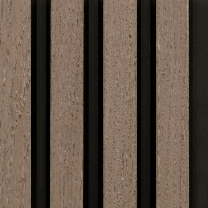 Malmo Walnut & Black Waterproof Slatted Wood Effect Wall Panels 2400 x 170mm (Pack of 3)