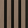 Malmo Walnut & Black Waterproof Slatted Wood Effect Wall Panels 2400 x 170mm (Pack of 3)
