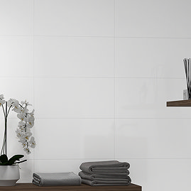 Mantilla White Gloss Rectified Wall & Floor Tiles - 300 x 600mm