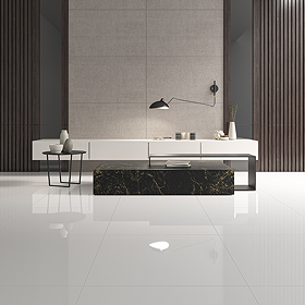 Mantilla White Gloss Rectified Wall & Floor Tiles - 750 x 750mm