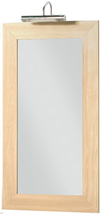 Maple Bathroom Mirror and Light Large Image