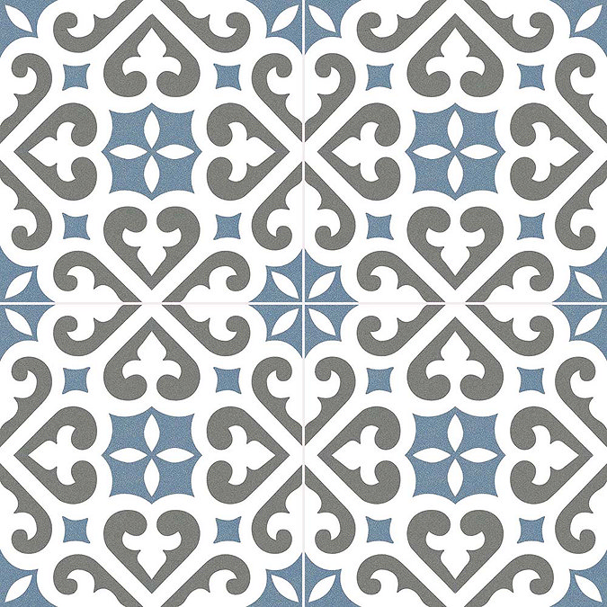 Marbury Blue Patterned Floor Tiles - 450 x 450mm  Profile Large Image