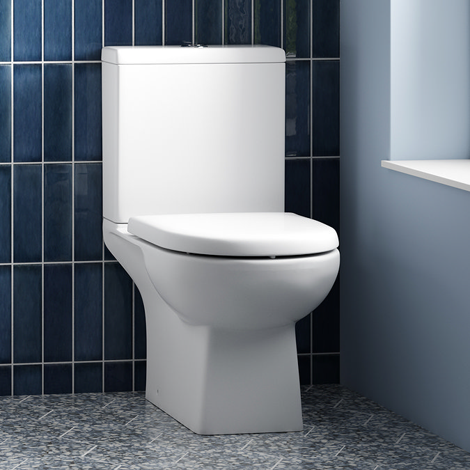 Marina Modern Close Coupled Toilet with Soft Close Seat in Gloss White