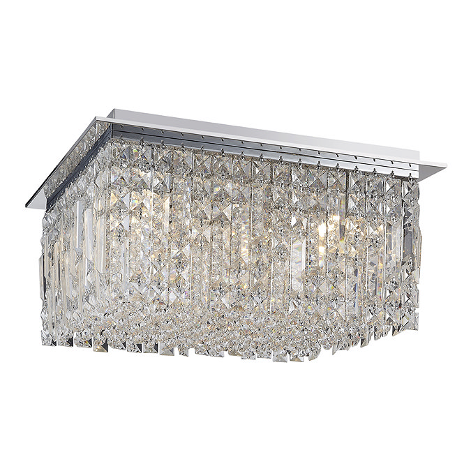 Marquis by Waterford Fane Large Crystal Square Flush Bathroom Ceiling Light Large Image
