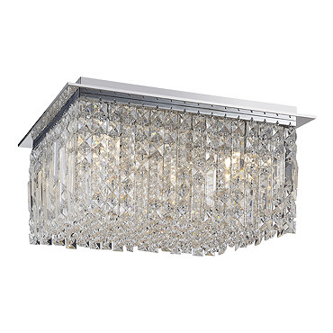 Marquis by Waterford Fane Large Crystal Square Flush Bathroom Ceiling Light  Profile Large Image