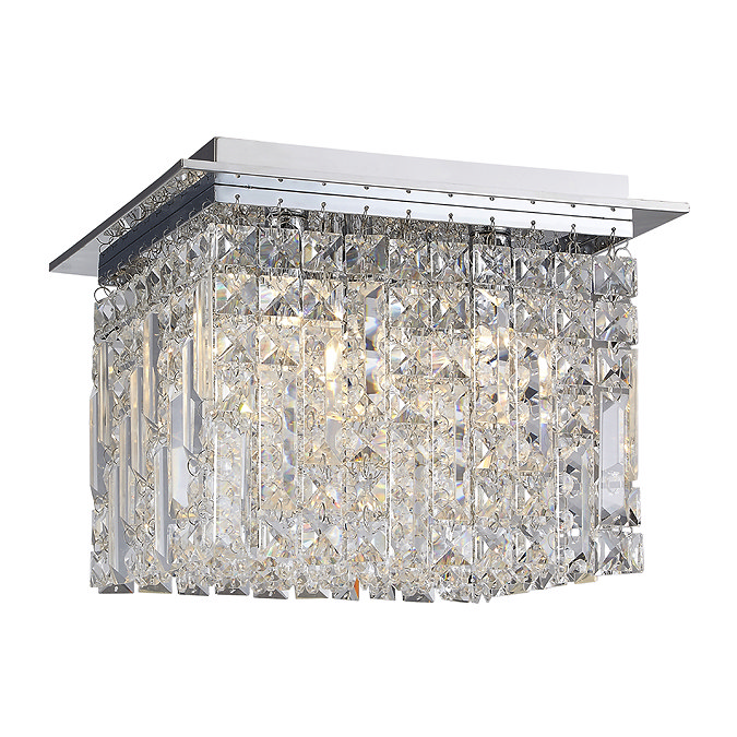 Marquis by Waterford Fane Medium Crystal Square Flush Bathroom Ceiling Light Large Image