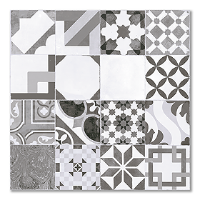 Marrakesh Grey Encaustic Effect Floor Tiles - 450 x 450mm