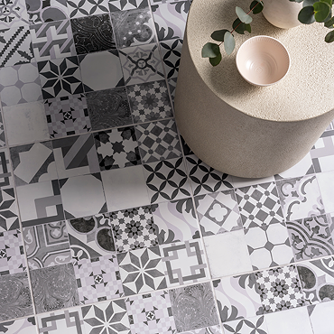 Marrakesh Grey Encaustic Effect Wall & Floor Tiles