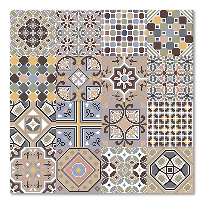 Marrakesh Multicolour Encaustic Effect Wall & Floor Tiles - 450 x 450mm