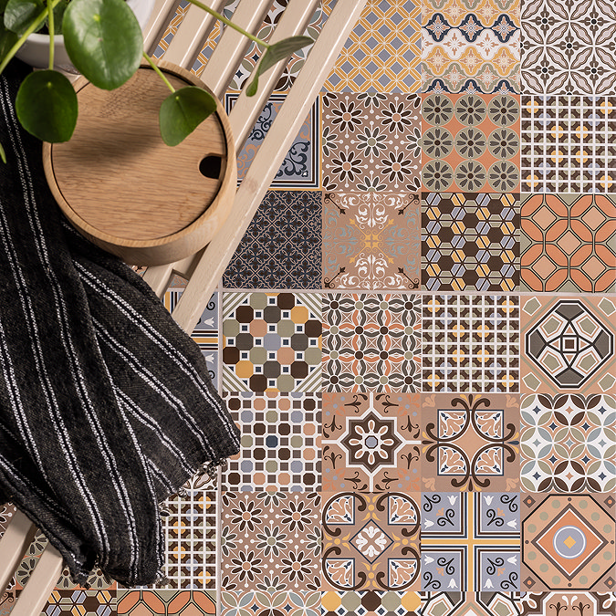 Marrakesh Multicolour Encaustic Effect Wall & Floor Tiles - 450 x 450mm