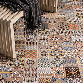 Marrakesh Multicolour Encaustic Effect Wall & Floor Tiles - 450 x 450mm