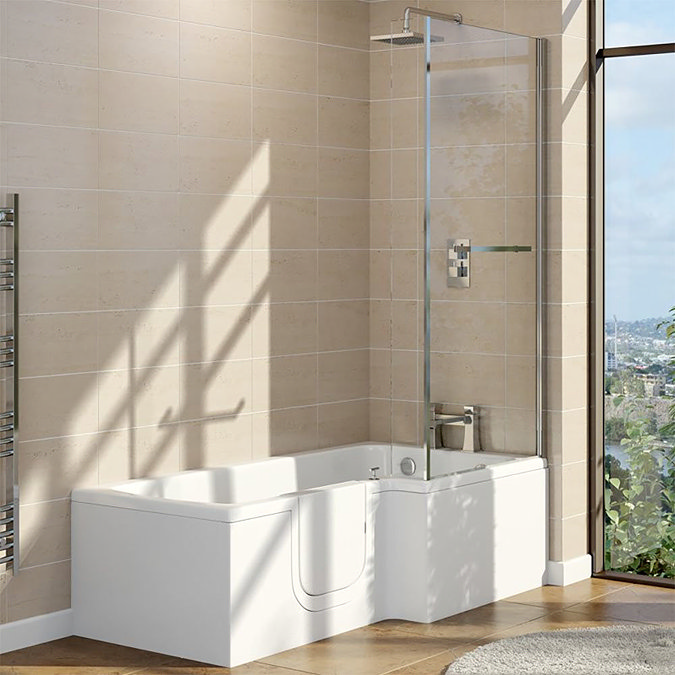 Milton LH Walk In 1700mm L Shaped Bath inc. Screen + Front Panel Large Image