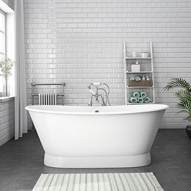 Marseille Gloss White Roll Top Cast Iron Bateau Bath - 1680 x 723mm