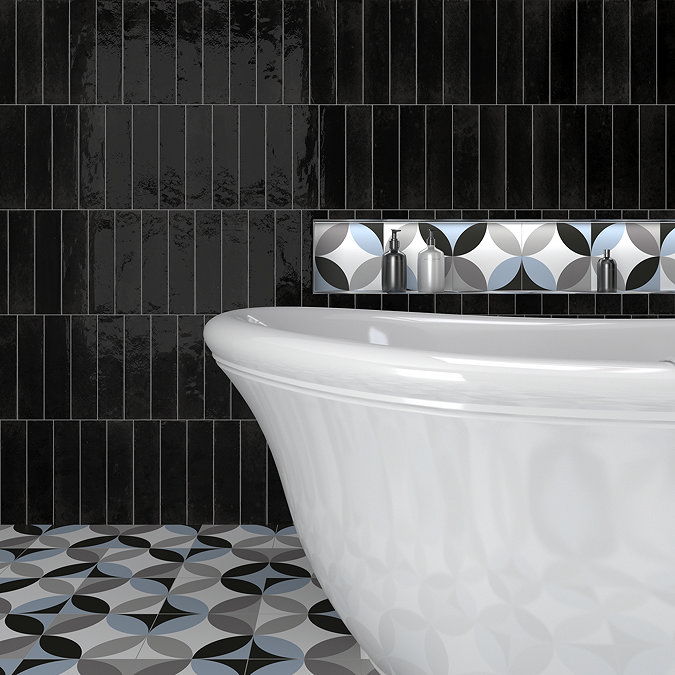 Martil Black Porcelain Wall Tiles - 70 x 280mm