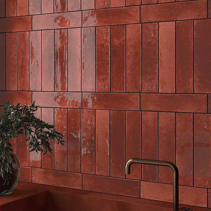 Martil Brick Red Porcelain Glazed Wall Tiles - 70 x 280mm