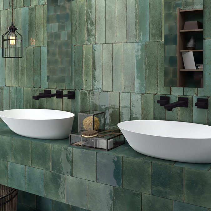 Martil Green Porcelain Glazed Wall Tiles - 147 x 147mm