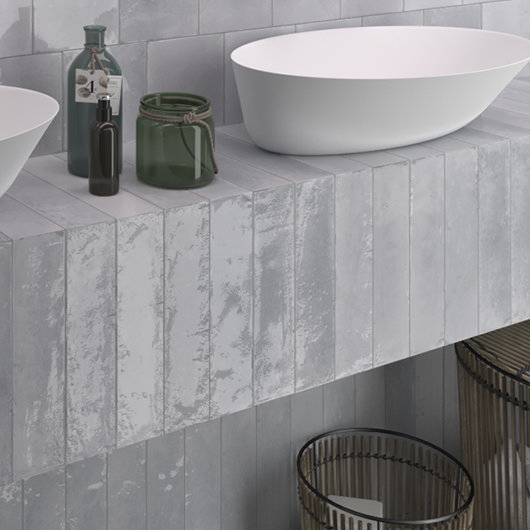 Martil Grey Porcelain Glazed Wall Tiles - 70 x 280mm