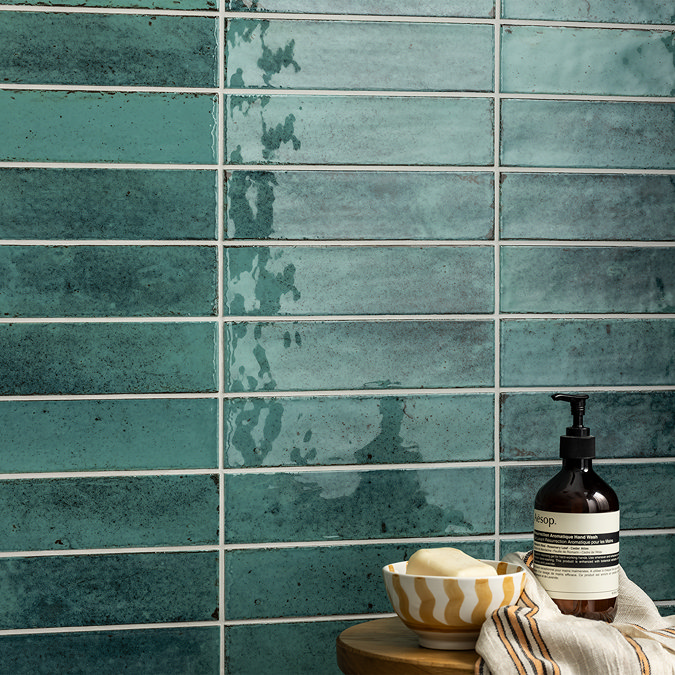 Martil Turquoise Porcelain Glazed Wall Tiles - 70 x 280mm