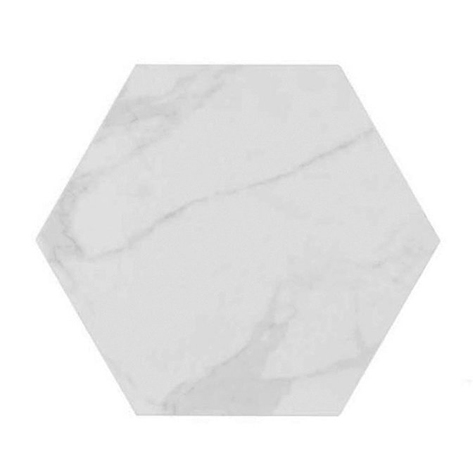 Massa Carrara Hexagon Matt White Marble Porcelain Multi-Use Tiles - 172 x 202mm  Profile Large Image