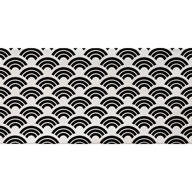 Mataro Black Patterned Decor Wall Tiles - 125 x 250mm Profile Large Image