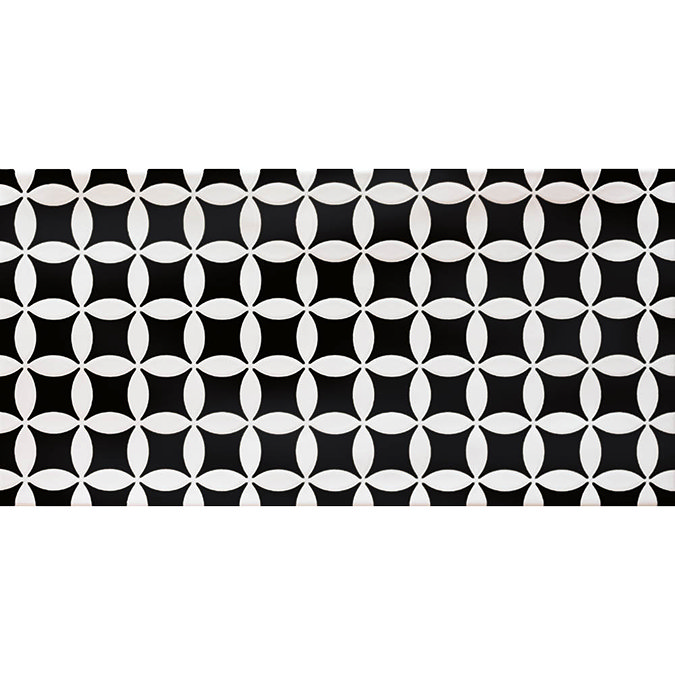 Mataro Black Patterned Decor Wall Tiles - 125 x 250mm Standard Large Image