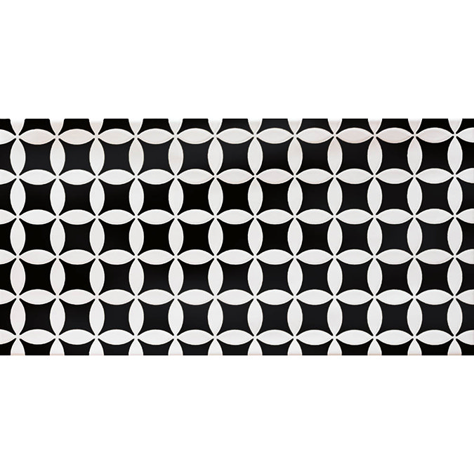 Mataro Black Patterned Decor Wall Tiles - 125 x 250mm  Standard Large Image