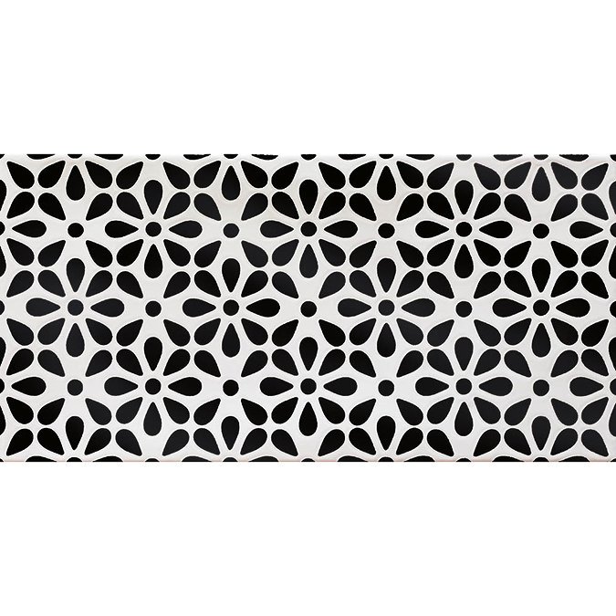 Mataro Black Patterned Decor Wall Tiles - 125 x 250mm  additional Large Image