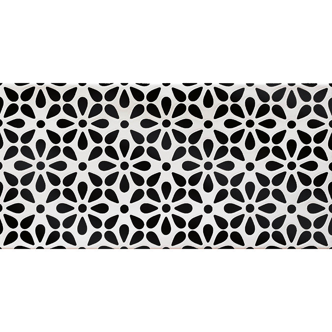 Mataro Black Patterned Decor Wall Tiles - 125 x 250mm additional Large Image