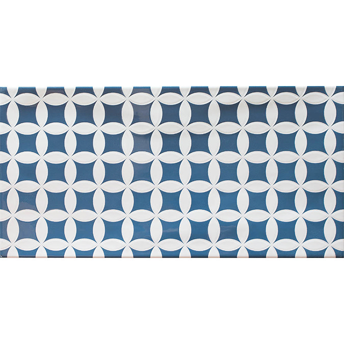 Mataro Blue Patterned Decor Wall Tiles - 125 x 250mm  Standard Large Image