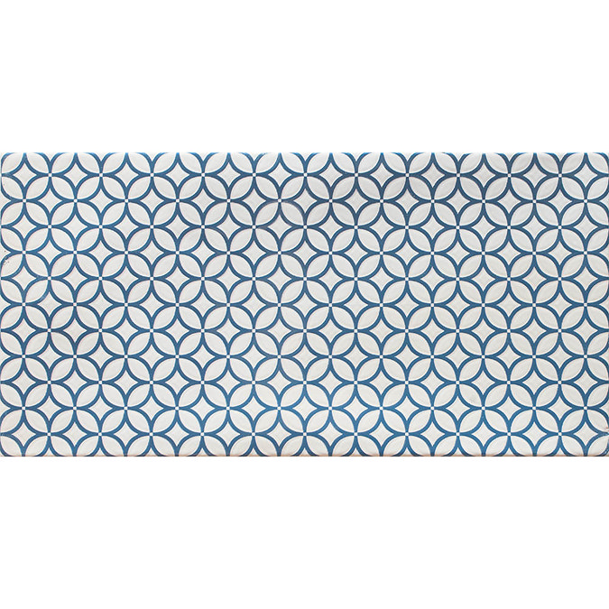 Mataro Blue Patterned Decor Wall Tiles - 125 x 250mm  In Bathroom Large Image