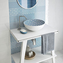 Mataro Blue Patterned Decor Wall Tiles - 125 x 250mm Medium Image
