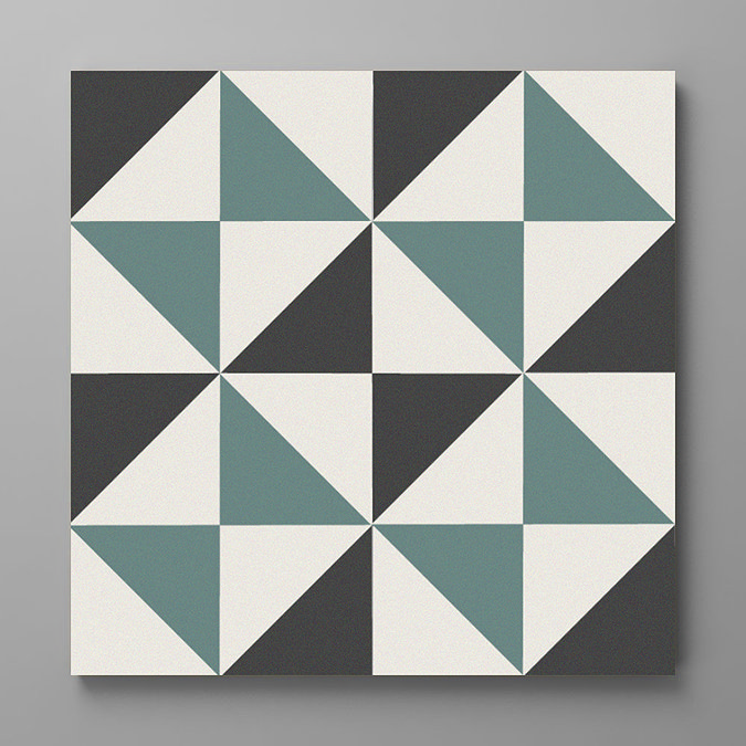 Stonehouse Studio Matlock Teal Geometric Patterned Wall and Floor Tiles - 225 x 225mm