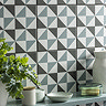 Stonehouse Studio Matlock Teal Geometric Patterned Wall and Floor Tiles - 225 x 225mm