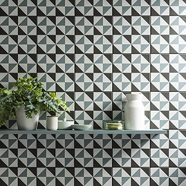 Stonehouse Studio Matlock Teal Geometric Patterned Wall and Floor Tiles - 225 x 225mm